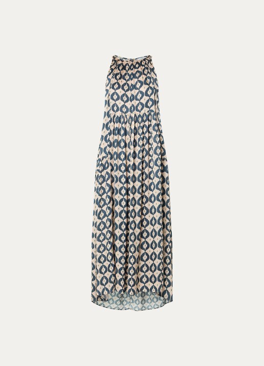by-bar Peggy maxi jurk met print en steekzakken - voorkant 2 creme