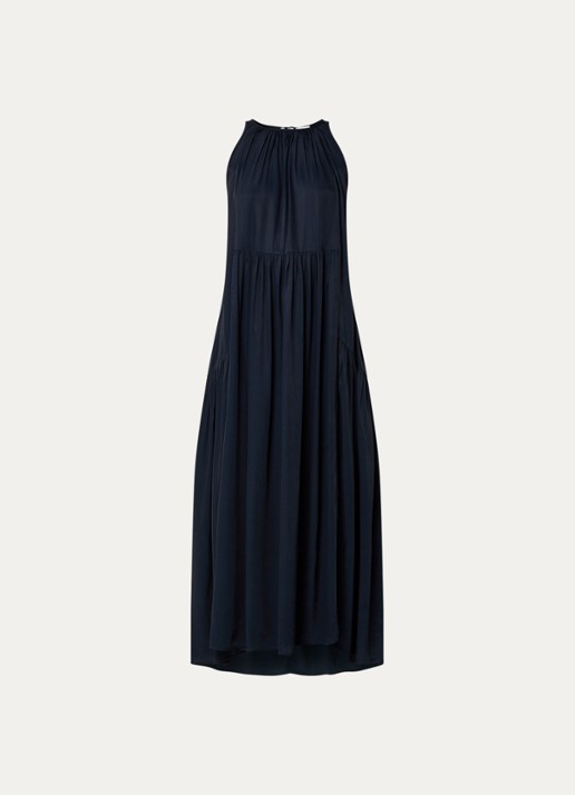 by-bar Peggy maxi jurk met steekzakken - voorkant 3 donkerblauw