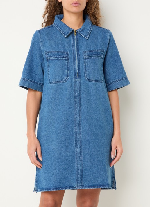 by-bar Philipe denim jurk paspelzakken