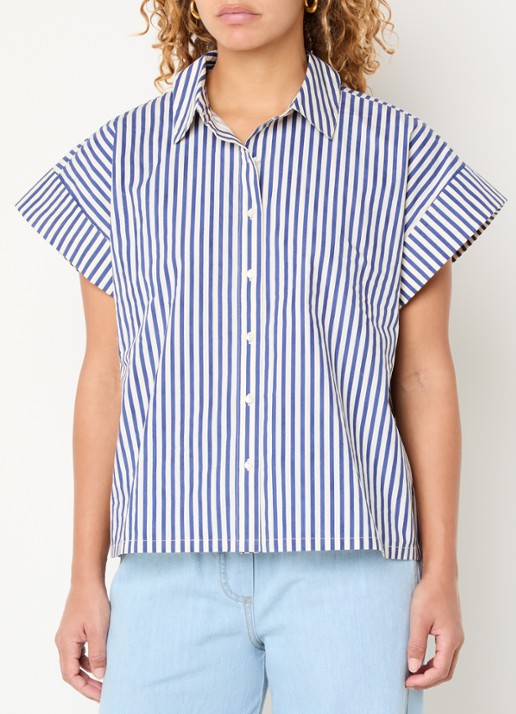 by-bar Pixie blouse met streepprint en vlindermouw