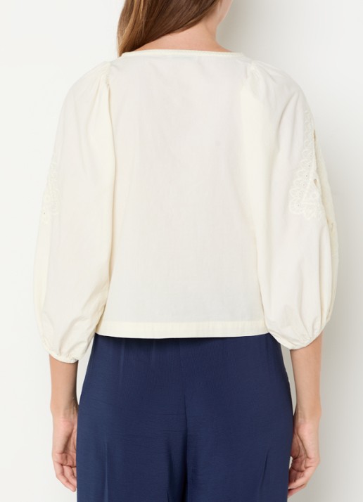 by-bar Rae blouse met broderie - achterkant ivoor
