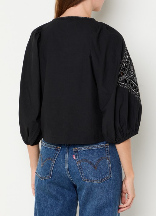 by-bar Rae tuniek met broderie en lurex - achterkant 4 zwart