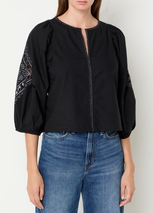 by-bar Rae tuniek met broderie en lurex