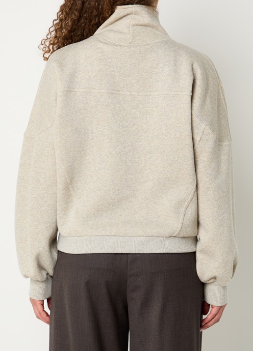 by-bar Roos sweater met opstaande kraag en halve rits - achterkant 2 beige