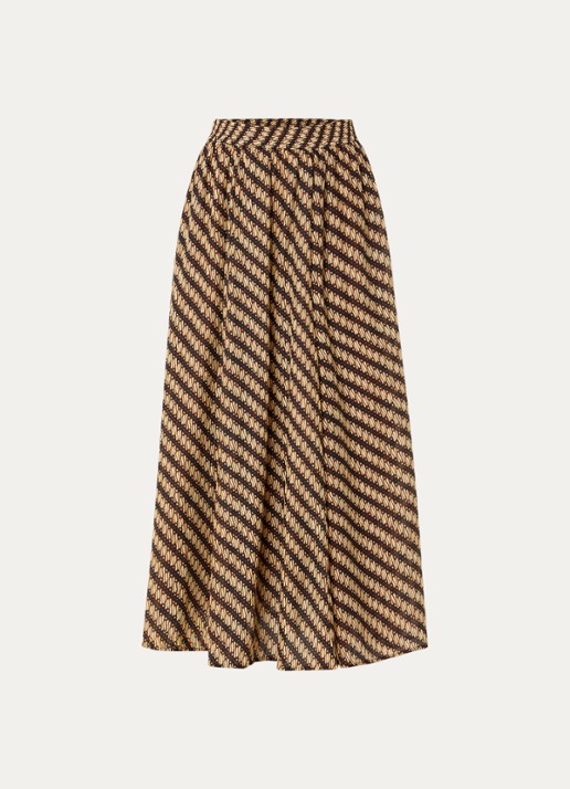 by-bar Ruby midi rok met print - voorkant bruin