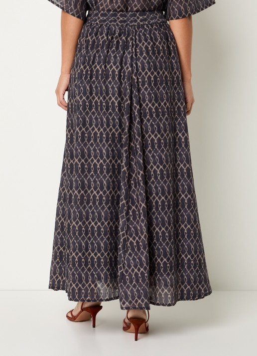by-bar Ruby midi rok met print - achterkant 2 antraciet