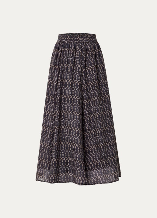 by-bar Ruby midi rok met print - voorkant 3 antraciet