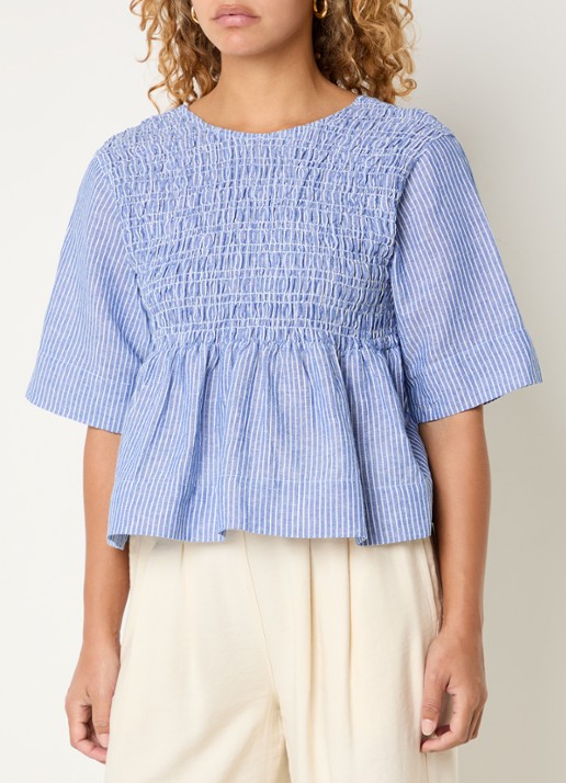 by-bar Runa tuniek met smockwerk en streepprint