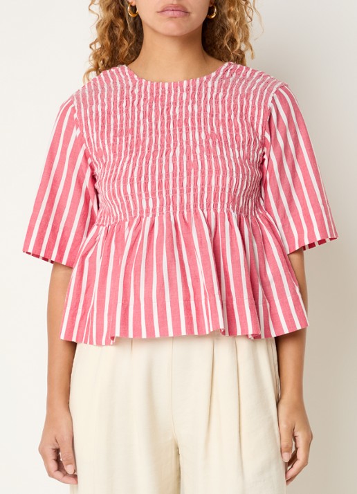 by-bar Runa tuniek met smockwerk en streepprint