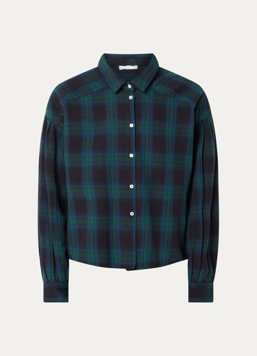 by-bar Sarah blouse met ruitdessin - voorkant 2 groen