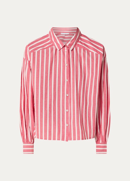 by-bar Sarah blouse met streepprint - voorkant rood