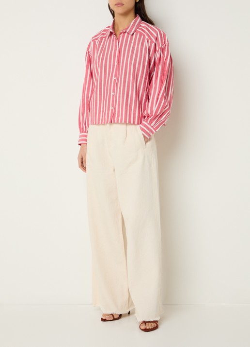 by-bar Sarah blouse met streepprint - voorkant 2 rood