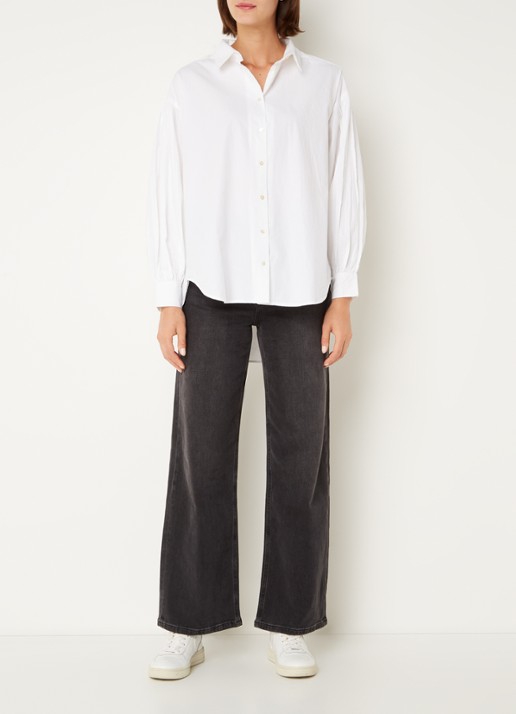 by-bar Sarah Poplin blouse met pofmouw - voorkant 3 wit