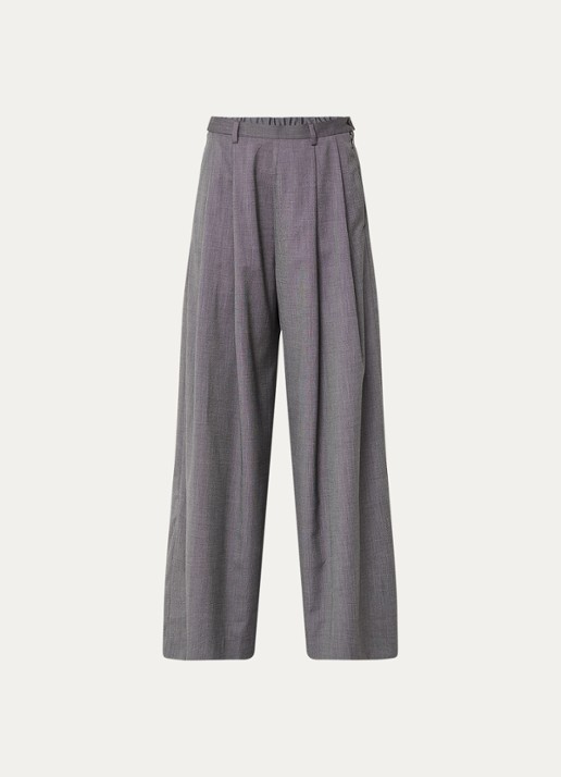 by-bar Sef high waist wide fit pantalon met steekzakken - voorkant middengrijs