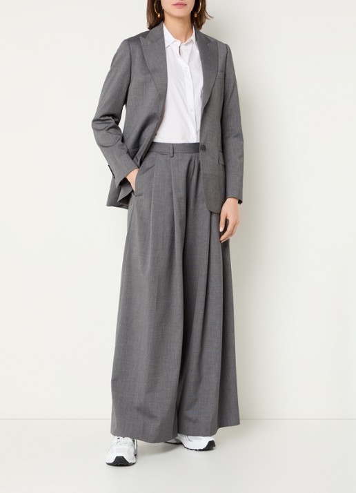 by-bar Sef high waist wide fit pantalon met steekzakken - voorkant 2 middengrijs