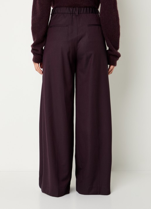 by-bar Sef high waist wide fit pantalon met steekzakken - achterkant 4 aubergine
