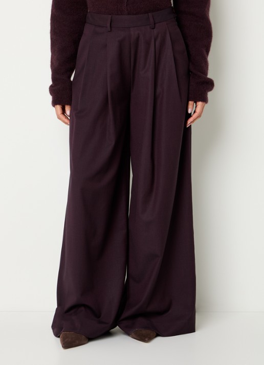 by-bar Sef high waist wide fit pantalon met steekzakken - detail aubergine