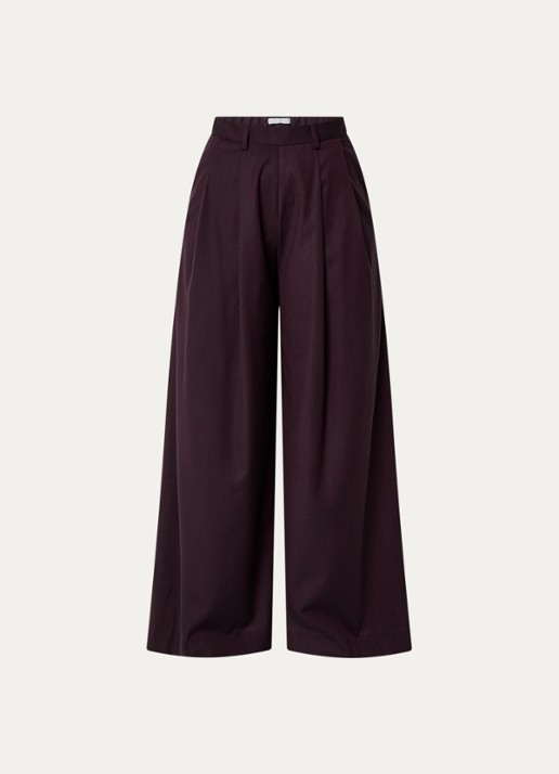 by-bar Sef high waist wide fit pantalon met steekzakken - voorkant 2 aubergine
