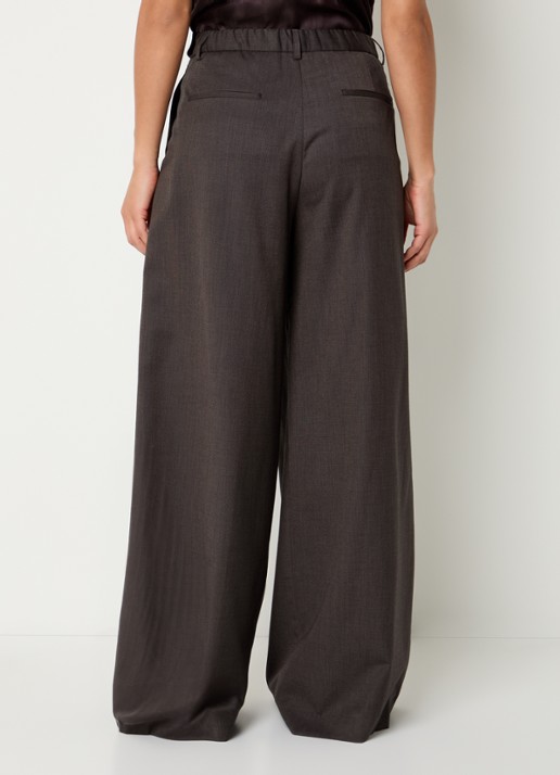 by-bar Sef high waist wide fit pantalon met steekzakken - achterkant donkerbruin