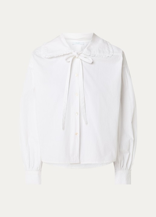 by-bar Semmy blouse met ruches - voorkant wit