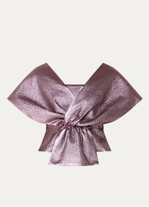 by-bar Simone top met metallic finish - voorkant roze