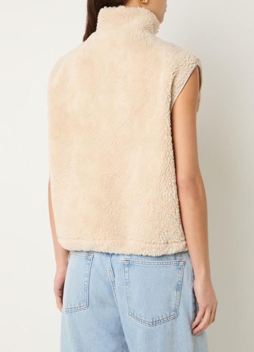 by-bar Steve bodywarmer van teddy met steekzakken - achterkant creme