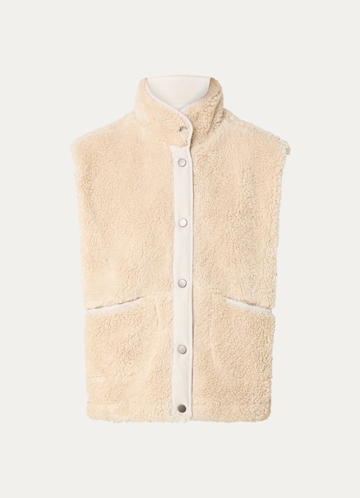 by-bar Steve bodywarmer van teddy met steekzakken - voorkant 2 creme