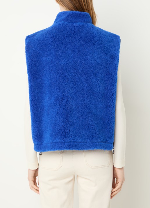 by-bar Steve bodywarmer van teddy met steekzakken - achterkant kobaltblauw