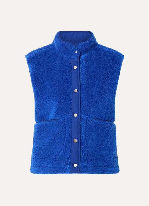 by-bar Steve bodywarmer van teddy met steekzakken - voorkant 3 kobaltblauw