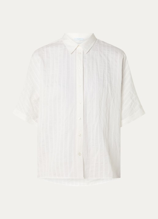 by-bar Sunny blouse met streepprint - voorkant 3 gebroken wit