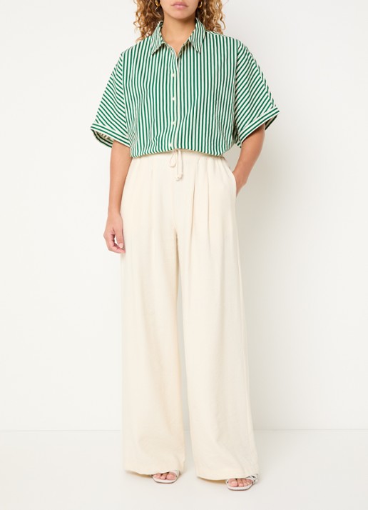 by-bar Sunny blouse met streepprint - voorkant 2 groen