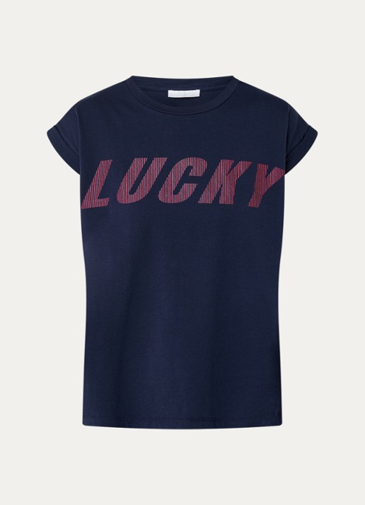 by-bar Tobi T-shirt met print - voorkant 3 donkerblauw