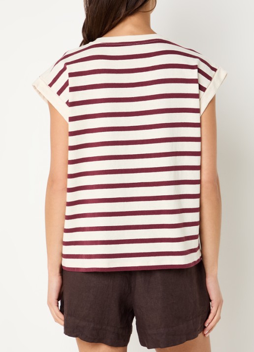 by-bar Tobi T-shirt met strepprint - achterkant 4 creme