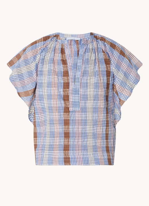 by-bar Vina tuniek met geruit dessin - voorkant 4 lavendel