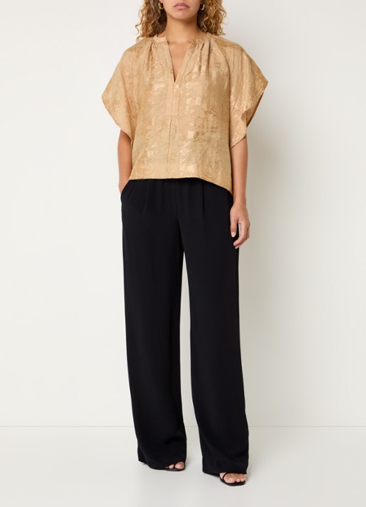 by-bar Vina tuniek met jacquard dessin en V-hals - voorkant 4 camel
