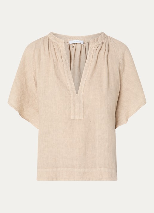 by-bar Vina tuniek van linnen met V-hals - voorkant 3 beige