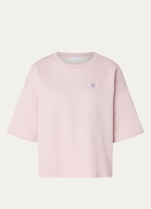 by-bar Willow sweater met lurex - voorkant lichtroze