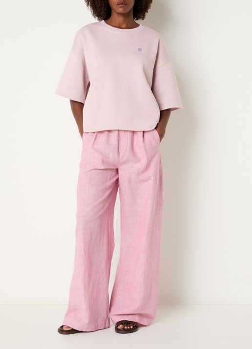by-bar Willow sweater met lurex - voorkant 2 lichtroze
