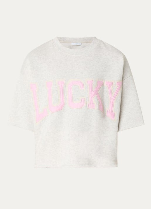 by-bar Willow T-shirt met borduring - voorkant grijsmele
