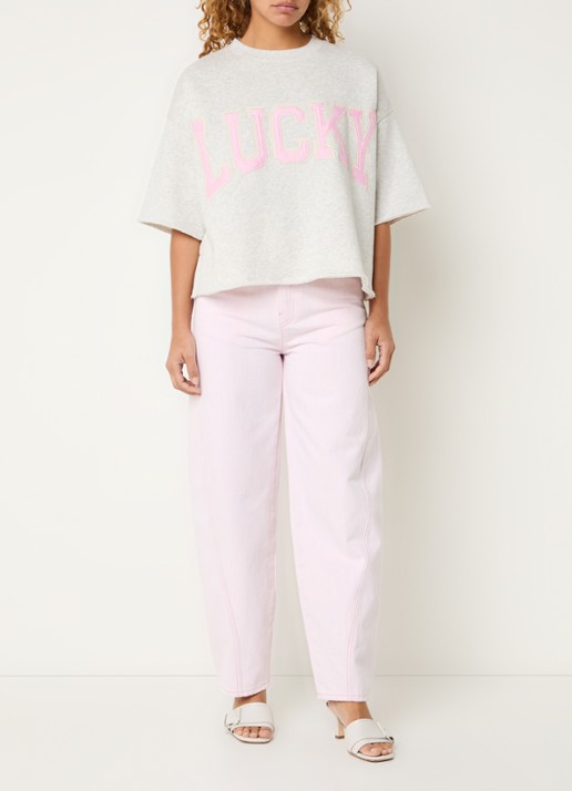 by-bar Willow T-shirt met borduring - voorkant 2 grijsmele