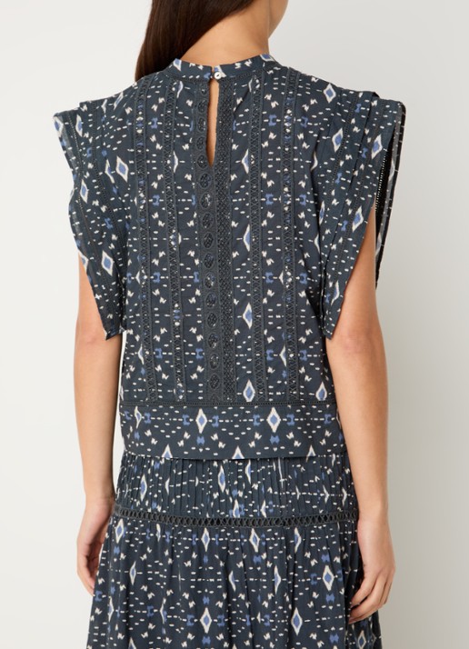by-bar Xena tuniek met print en borduring - achterkant 3 blauwgrijs