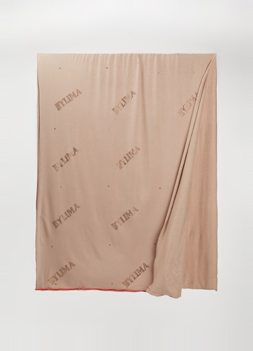 BYLIMA Chiffre sjaal met strass 175 x 70 cm - detail zand