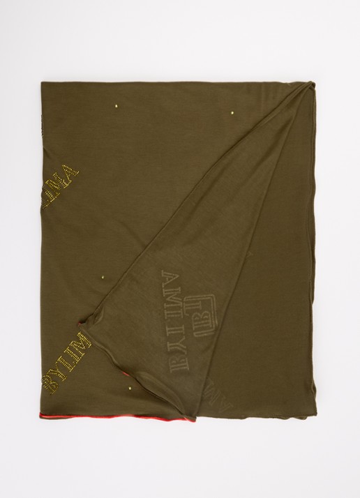 BYLIMA Chiffre sjaal met strass 175 x 70 cm - voorkant 3 military green / legergroen