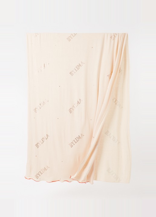 BYLIMA Chiffre Stamp sjaal met logo en strass 200 x 75 cm - detail beige / beige