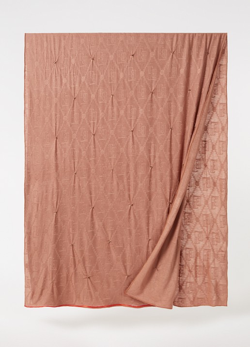 BYLIMA Enchante sjaal met logoprint en strass 190 x 75 cm - detail 3 zalmroze