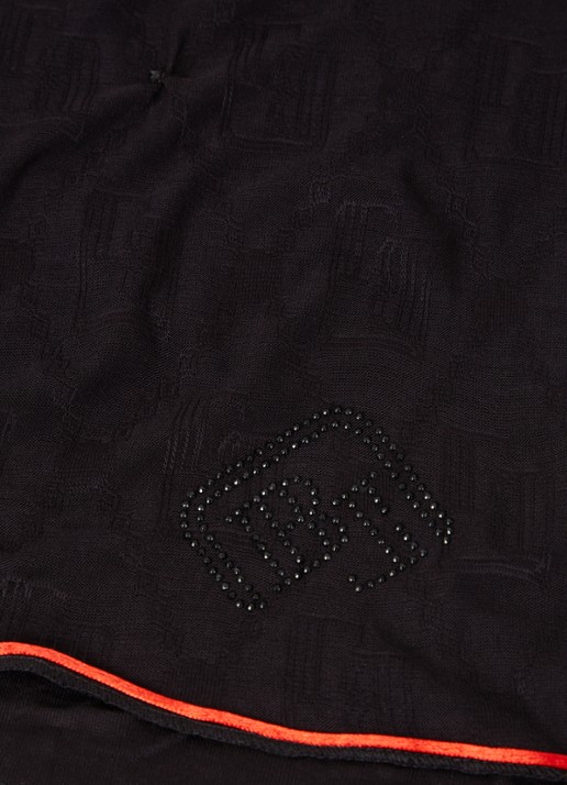BYLIMA Enchante sjaal met logoprint en strass 190 x 75 cm - detail 4 zwart