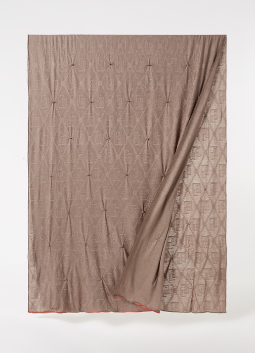 BYLIMA Enchante sjaal met logoprint en strass 190 x 75 cm - detail 3 donkerbeige
