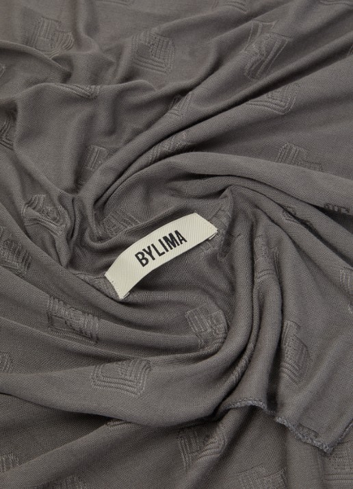 BYLIMA Framed sjaal met logoprint 80 x 200 cm  - detail 3 grijs