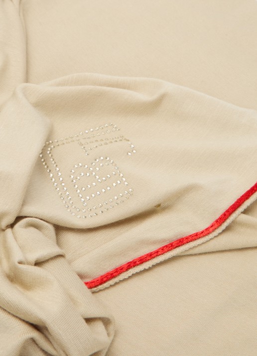 BYLIMA Initials sjaal met strass 180 x 75 cm - detail 4 donkerbeige