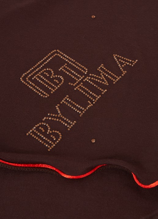 BYLIMA Monostamp sjaal met logo 180 x 75 cm - detail 3 donkerbruin